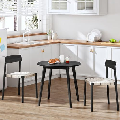 HOOBRO Bamboo Dining Table, Round Dining Table for 2, 27.5" Kitchen Table for Small Space, Writing Table, Easy to Assemble, for Dining Room, Living Room, Office, Kitchen, Apartment, Black BK71CZ01G1 - color: Black