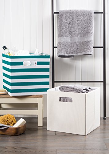 DII Poly-Cube Storage Collection Hard Sided, Collapsible Solid, Large, Off White (Pack of 2) - color: Off White, size: Large Square, 13x13x13" (Pack of 2)