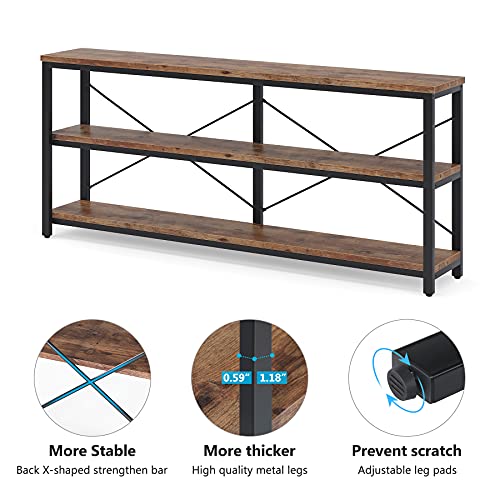 Tribesigns 71" Sofa Tables Extra Long Couch Table, Narrow Long Console Table, Entryway Table,Sofa Table with 3 Tiers Storage Shelves (Rustic Brown) - color: Rustic Brown