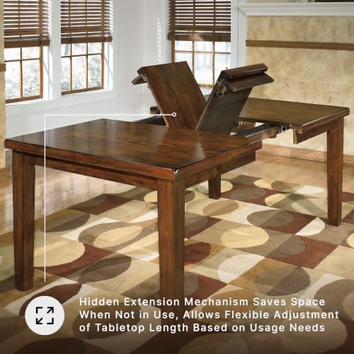 Signature Design by Ashley Ralene Extendable Dining Table, With Butterfly Leaf Seats 6-8, Wood Dining Room Table for Family Meals, Burnished Brown 42 x 60-78 Inch | 18-inch self-storing butterfly leaf, Crafted from veneers, wood and engineered wood, Seats