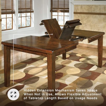 Signature Design by Ashley Ralene Extendable Dining Table, With Butterfly Leaf Seats 6-8, Wood Dining Room Table for Family Meals, Burnished Brown 42 x 60-78 Inch | 18-inch self-storing butterfly leaf, Crafted from veneers, wood and engineered wood, Seats