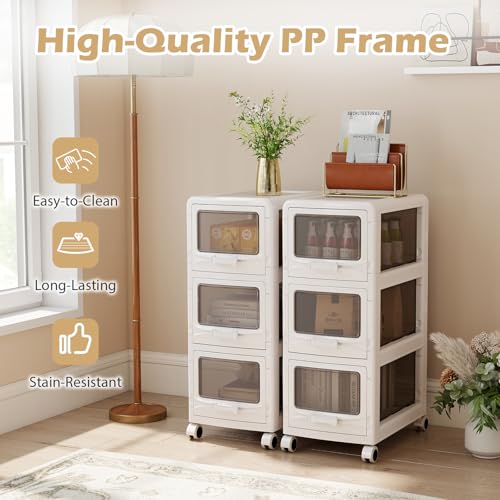 Giantex 3-Tier Rolling Storage Cart, Utility Cart with 3 Drawers & Lockable Wheels for School Art Craft Supplies, Plastic Organizer and Storage for Kitchen and Home Office - size: 3-Tier
