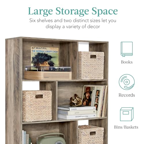 Best Choice Products 3-Tier Mid-Century Modern Wooden Bookcase, 6-Cube Organizer for Nursery, Kids Room, Living Room, w/Removable Back Panels, Pine Legs - Gray Oak - color: Gray Oak