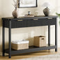 Fluted Console Table, 51 Inch Entryway Table with 3 Drawers | Scandi farmhouse look with quiet full-extension slides, open lower shelf, profile for hallway, entry, foyer or behind sofa. - color: Black