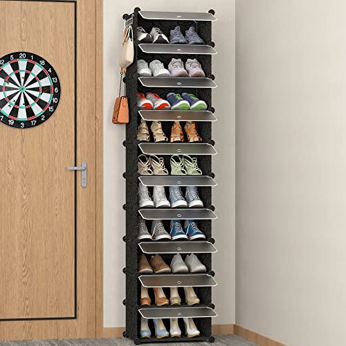 HOMIDEC Shoe Storage, 10-Tier Shoe Rack Organizer for Closet 20 Pair Narrow Shoes Shelf Cabinet for Entryway, Bedroom and Hallway - color: Black