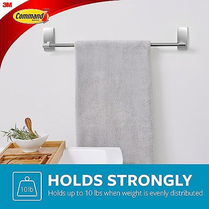 Command Bath Satin Nickel Towel Bar with Water Resistant Command Strips, Bathroom Organizer, 24 in Bar Length Holds up to 10 lbs - color: Satin Nickel
