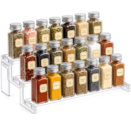 Lifewit 14″ Spice Rack, Perfume Cologne Stand,Tool-Free Assembly, 1 Pcs | 3-Tier Clear Display Riser Shelf, Cupcake Stand, Seasoning Figurine Makeup Holder, Room Decor, Kitchen Cabinet Storage - color: Clear, size: 14″3-Tier,1 pc
