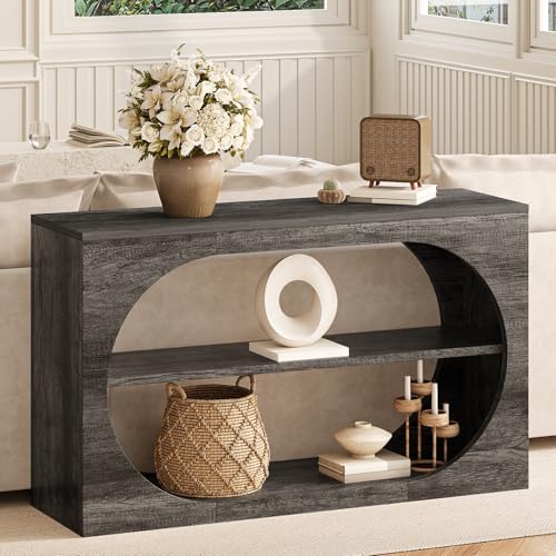Console Table, 55-Inch Entryway Tables 3-Tier Wood Narrow Sofa Tables for Living Room Foyer Table for Entryway, Hallway, Entrance - color: Grey