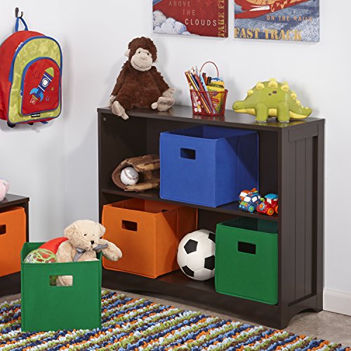 RiverRidge Horizontal Bookcase, Espresso | Classic Beadboard Side Panels, Playroom Book and Toy Organizer with 2 Open Shelves, Painted MDF - color: Espresso