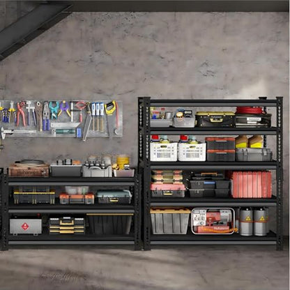 Utility Storage Garage Shelving - 48'' Wide 3000 Lbs Heavy Duty 5 Tier Metal Shelves Adjustable - Freestanding Rack Units for Basement Kitchen Pantry - Black 48" W x 24" D x 78" H - size: 48"Wx24"D-5T-BK