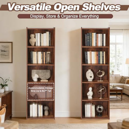 ZENY 5-Tier Shelf Bookcase, Freestanding Wood Storage Display Open Bookshelf for Home Office (Rustic Brown) - color: Rustic Brown