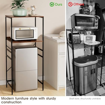 Mini Fridge Shelf Mini Fridge and Microwave Stand Over Mini Fridge Storage Rack Height Adjustable Microwave and Fridge Stand Suitable for Dorm, Kitchens, Offices, Brown - color: Brown