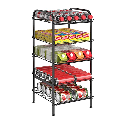 Water Bottle Organizer 5 Tier FreeStanding Water Bottle Storage Shelf Adjustable Water Bottle Holder Stand Metal Beverage Can Rack for Pantry Kitchen Party Black - size: 5 TIER