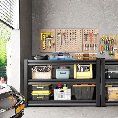 Metal Storage Garage Shelving - 3 Tier 40'' Wide 1500 Lbs Heavy Duty Utility Shelves Freestanding - Adjustable Rack Units for Kitchen Pantry Basement - 40" W x 16" D x 36" H Black - size: 40"Wx16"D-3T