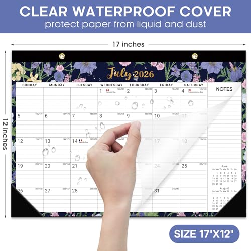 Desk Calendar 2026-2027, 18-Month Calendar Runs from July 2026 to December 2027, Large 17" x 12" Monthly Desktop & Wall Calendar for Home & Office - Midnight Garden - color: g-Midnight Garden, size: Jul 2026 – Dec 2027