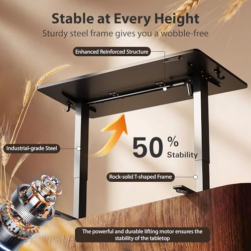 Cubiker Standing Desk, 55x28 Inches Sit Stand Home Office Desk, Electric Stand up Desk, Adjustable Desk with Splice Board, Black Frame/Black Top - color: Black, size: 55x28