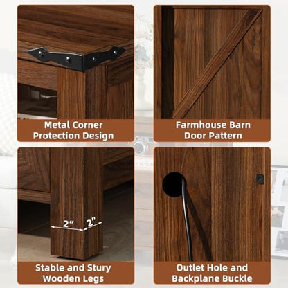 Joaxswe Nightstands Set of 2 with Charging Station, Farmhouse Side End Table with 2 Drawers and Open Shelf, Wood Rustic Sofa Table, Bedside Cabinet for Bedroom, Living Room, Closet, Office(Brown) - color: Brown, size: 2 pack