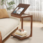 AQIMUELE Wooden C-Shaped End Table,Couch Table with Adjustable Desktop,Small Rolling Side Table with 2 Lockable Wheels,Small End Table for Couch, Living Room,Bedroom (Walnut) - color: Walnut, size: 15.6"D x 15.7"W x 24.8"H, style: Modern 2 Tier
