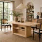 FUQARHY 63" Dining Table with Storage, Farmhouse Rectangular Kitchen Table - color: Yellow Oak