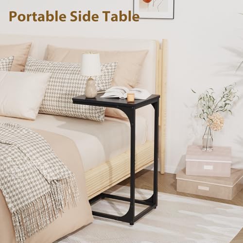 C Shaped End Tables Couch Table TV Trays Set of 2, 11.8" Wide, Black - color: Black, size: 11.8" Width