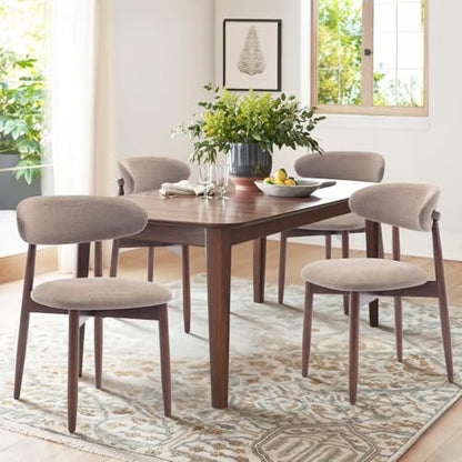 COLAMY Wooden Dining Chairs Set of 4, Modern Fabric Upholstered Dining Room Chair, Farmhouse Kitchen Chairs with Foot Pegs, Camel - color: Camel, size: Set of 4