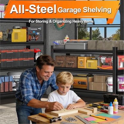 Metal Storage Garage Shelving - 3 Tier 40'' Wide 1500 Lbs Heavy Duty Utility Shelves Freestanding - Adjustable Rack Units for Kitchen Pantry Basement - 40" W x 16" D x 36" H Black - size: 40"Wx16"D-3T