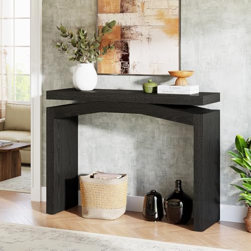 Tribesigns 40-Inch Console Table for Entryway, Farmhouse Sofa Console Behind Couch, Small Entry Table for Hallway, Foyer, Living Room, Black - color: Black