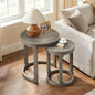Round End Side Table Set of 2, Handcraft Nesting Table for Living Room, Modern Wood Circle Style, Easy Assembly, Light Brown - color: S1-2pcs-light Brown