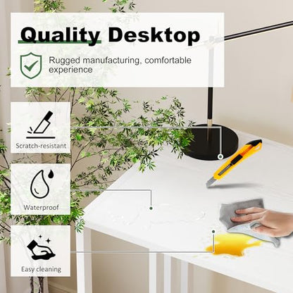 Lutown-Teen Small Folding Desk 35 inch, No Assembly Required Narrow Office Desk, Writing Gaming Computer Camping Table, White - color: White, size: 35 Inch