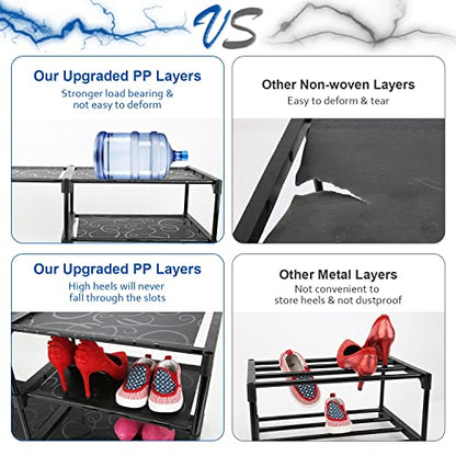 9-Tier Large Tall Shoe Rack with Covers 40-46 Pairs, Sneaker Rack Organizer Shoes Cabinet Closed Shelves Shoe Stand Holder for Garage Bedroom,Zapateras Organizer for Shoes 50 Pares