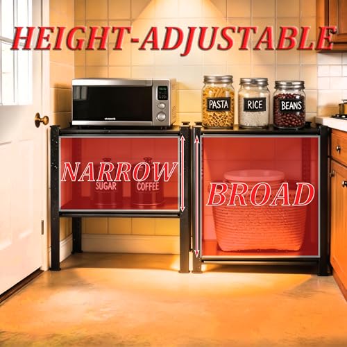 2 Tier Kitchen Storage Shelf, Kitchen Organizers Space Saving All Steel Freestanding Rack, Heavy Duty Metal Shelving Unit, Adjustable Open Shelf for Pantry Organizers and Storage 15.7"W×9.8"D×22"H - size: 2 Tier 15.7"W × 9.8"D × 22"H