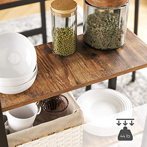 VASAGLE Bar Table with Sturdy Metal Frame, Easy Assembly, Industrial Design, 23.6 x 42.9 x 39.4 inches, Rustic Brown - color: Rustic Brown + Ink Black, size: 42.9"W, style: Industrial