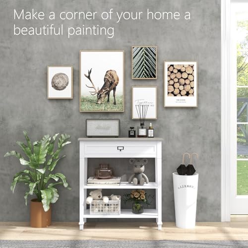 Kinpaw Narrow Console Table with Storage- White Entryway Table, Small Sofa Table with Drawer & Storage Shelf for Entryway, Hallway, Foyer, Living Room Furniture, Behind Couch, Wood - color: White-2 Shelves