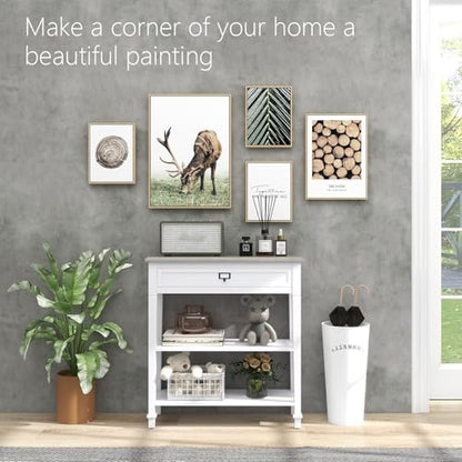 Kinpaw Narrow Console Table with Storage- White Entryway Table, Small Sofa Table with Drawer & Storage Shelf for Entryway, Hallway, Foyer, Living Room Furniture, Behind Couch, Wood - color: White-2 Shelves