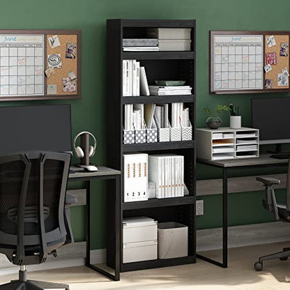 Furinno Jaya Enhanced Home 5-Tier Shelf Bookcase, Blackwood - color: Blackwood, size: 5-Tier, Adjustable Shelves