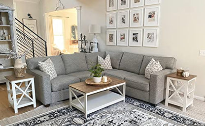 PHI VILLA Farmhouse Coffee Table for Living Room, White Coffee Tables with Storage Rustic Style Modern - color: Ivory 1