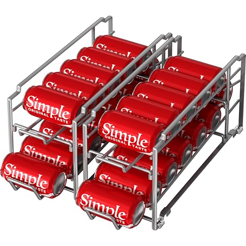 Simple Houseware Stackable Beverage Soda Can Dispenser Organizer Rack, Silver, 2 Pack - color: Silver, size: Standard