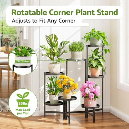 7 Tier Black 7.9 Inch Tray Folding Plant Rack Shelf for Living Room - color: BlackDisk, size: 6-tiers