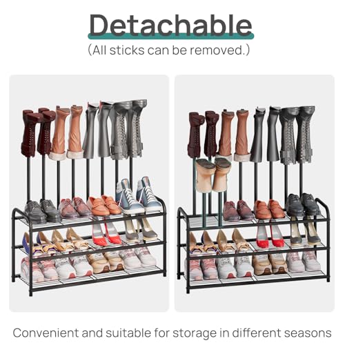 viewcare Tall Boot Rack, Long Boot Rack Organiser, Tall Boots with Shoe Rack for Closet, 3-Tier Shoe Shelf Storage Organiser for Entryway - size: Extra Long