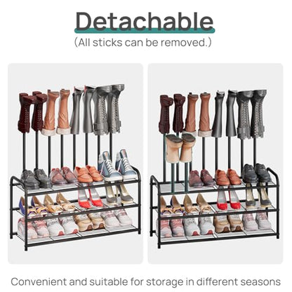 viewcare Tall Boot Rack, Long Boot Rack Organiser, Tall Boots with Shoe Rack for Closet, 3-Tier Shoe Shelf Storage Organiser for Entryway - size: Extra Long