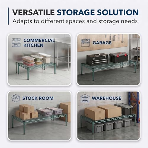 Green Epoxy Wire Storage Shelf, Dunnage Rack, Commercial 1 Tier Small Shelf, 24" x 24" x 14", Heavy-Duty Metal - color: Green, size: 24"D x 24"W x 14"H
