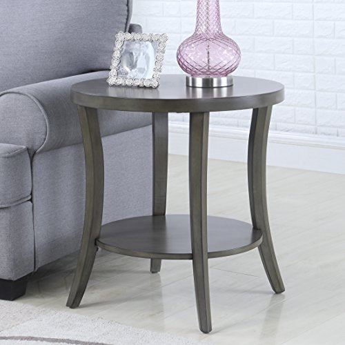 Roundhill Furniture Perth Contemporary Oval Shelf End Table, Gray - color: Grey