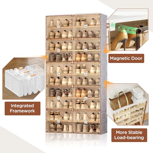 ANTBOX Portable Shoe Rack Organizer for Closet Entryway, Stackable Sneaker Storage Shoe Cabinet with Magnetic Clear Door, Large Plastic Storage containers Bins with Lids 10 Tiers 40 Pairs - size: 10 Tiers 40 Pairs