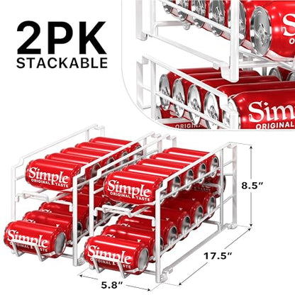 Simple Houseware Stackable Beverage Soda Can Dispenser Organizer Rack, White - 2 Pack - color: White, size: Standard