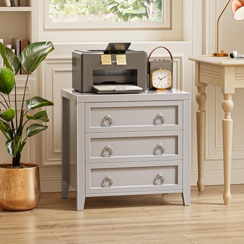 Huuger Paint Night Stand with Charger Station, 3 Drawer Nightstand Set of 2 | Larger Wider Bedside Table with USB-C Port, Modern End Table, for Bedroom, Living Room, Grey Nightstand - color: Grey