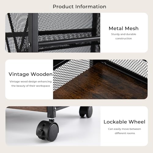 8-Tier Rolling Book Cart with Lockable Wheels, Double-Sided Storage Bookshelf for Narrow Spaces, Mobile Organizer Cart for Office, Library and Home