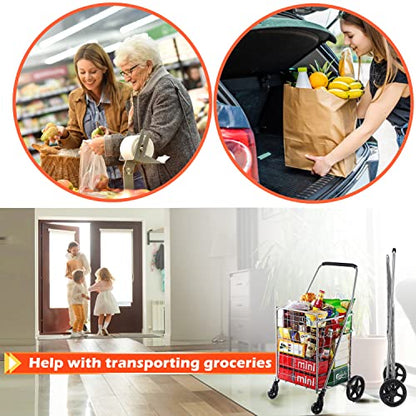 Wellmax WM99024S Grocery Utility Shopping Cart, Easily Collapsible and Portable to Save Space and Heavy Duty, Light Weight Trolley with Rolling Swivel Wheels - size: Medium