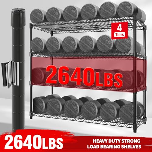 Garvee Metal Shelving with Wheels 4-Tier, 71.8"H Storage Shelves Heavy Duty Rolling Rack Shelf with Lockable Casters, Adjustable Wire Shelving Units, for Garage Commercial Kitchen Pantry, 59" Wx17.7"D | 2560LBS, Adjustable Wire Shelving Units, Rolling Ste