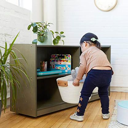 ECR4Kids 5-Compartment Mobile Storage Cabinet, Toddler, Classroom Furniture, Grey Wash - color: Grey Wash