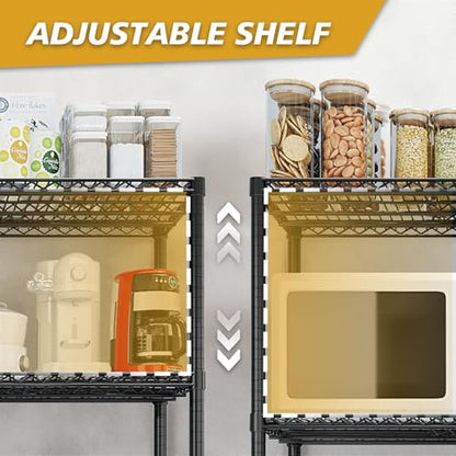 4-Tier Shelf, Adjustable Wire Metal Rack Shelving, Heavy Duty Standing Storage Shelves, Garage, Kitchen, Office, Bathroom, Shelfs Easy Assembly, 58" W x 14" D x 59" H, Black - color: Black, size: 4-tier 57.87"W x 13.78"D x 59.06"H